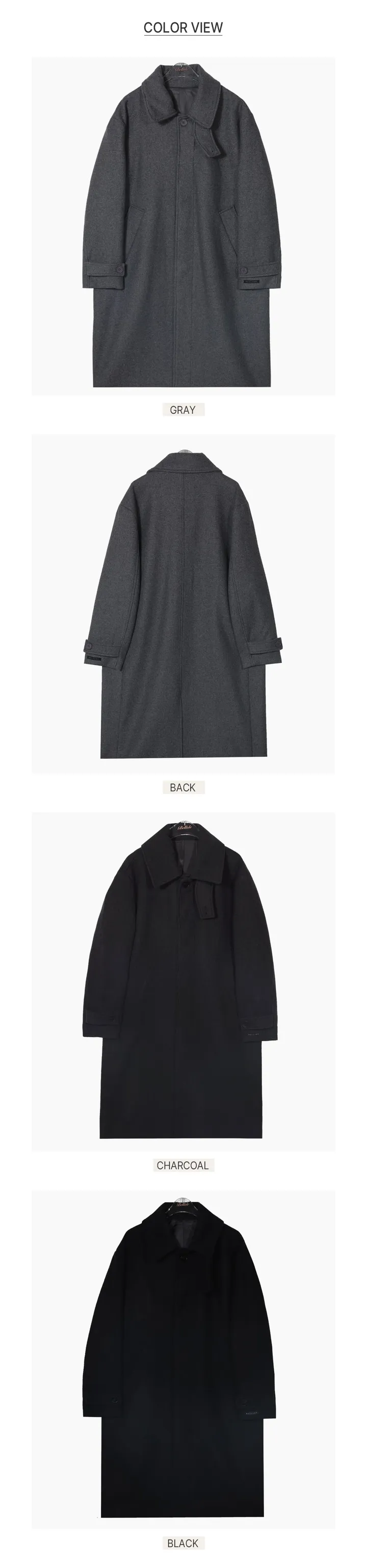 [당일출고][MADE/wool60%]유러피안 히든 오버핏 싱글 롱 코트 상세 이미지 7