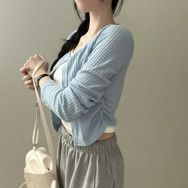 [ 가디건 일체형✨] 로지 옆셔링 레이어드 가디건 티셔츠 (3col) 상세 이미지 11