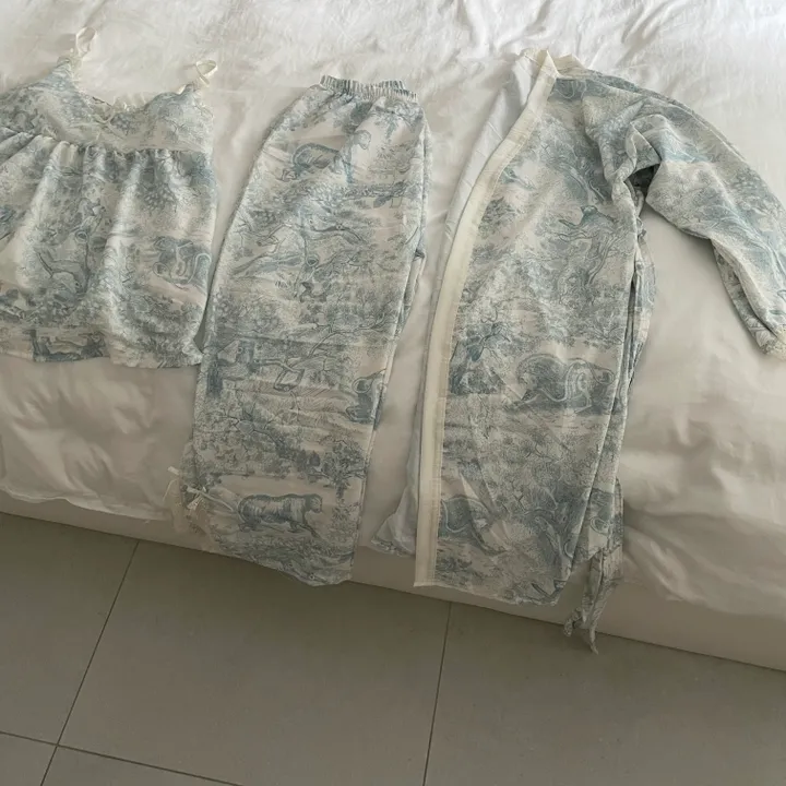 [당일출고]캡내장 파스텔 상의+긴바지+로브가디건 3pcs 잠옷 홈웨어 세트(2color) 상세 이미지 14