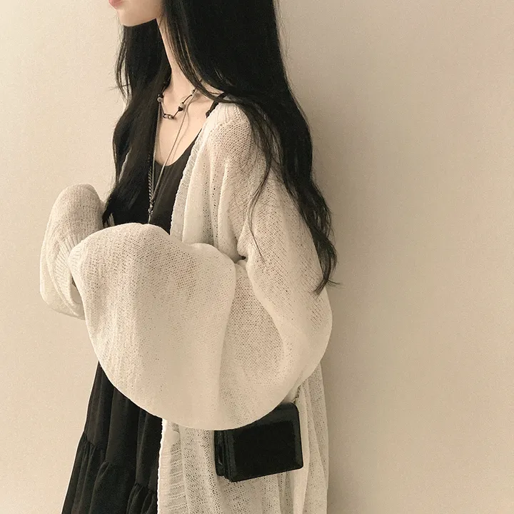 [햇빛차단☀️/왕오버핏!] 보호본능 왕박시 브이넥 여름 벌룬 가디건 빅사이즈 체형커버 살안타템 여행룩 상세 이미지 18