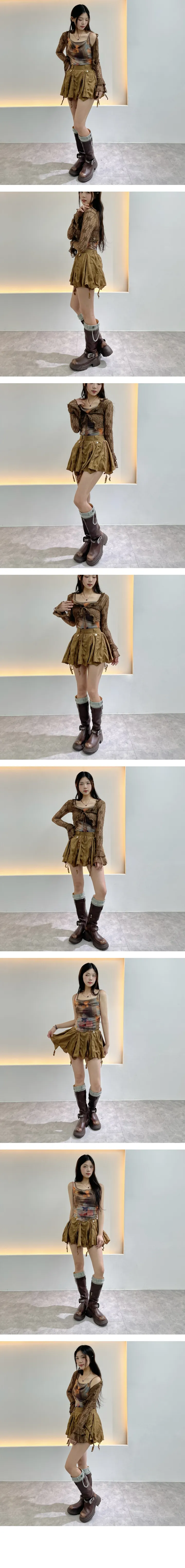 🚀[가디건+스커트 2pcs SET] 빈티지 보헤미안룩 투피스 세트 O476 상세 이미지 4