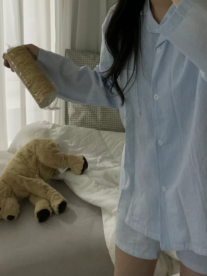 [자체제작/극찬후기✨][반바지+긴팔] shirt pajamas set ver.2 상세 이미지 12