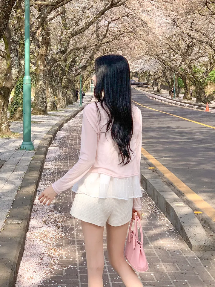 [살랑살랑❤️] 팬던트 시스루 크롭 가디건 - 5color (살안타템/데일리/골지/파스텔/브이넥/긴팔/아이스/후들후들핏) 상세 이미지 11