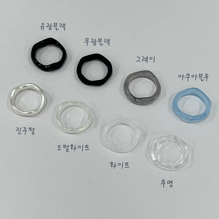 [색상추가/10pcs] 물결 마블 호마이카 아크릴 레이어드 반지 우정링 상세 이미지 5
