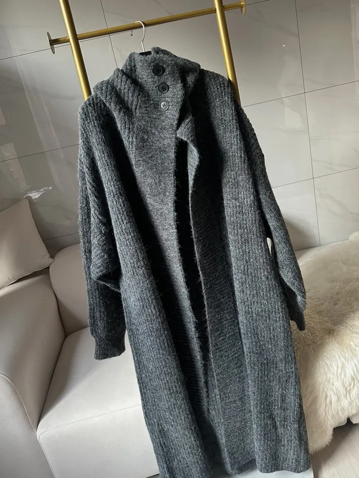 [아이당일] *도톰따숩 터틀넥 울 숄 빅카라 꽈배기 뜨개 니트 맥시롱가디건 울롱코트 울가디건(5color) 상세 이미지 39