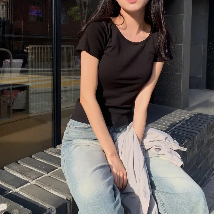 [사이즈선택❤️‍🔥/누적3만장돌파] 슬림핏 크림 반팔 티셔츠 (4 color, 2 size) 상세 이미지 16