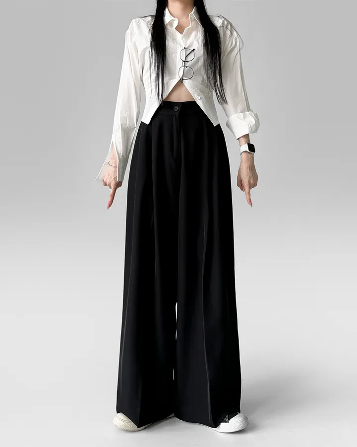 [4계절템/숏,롱/~2XL] 올리브유 메가 통 와이드 더블 핀턱 사계절 슬랙스 상세 이미지 9