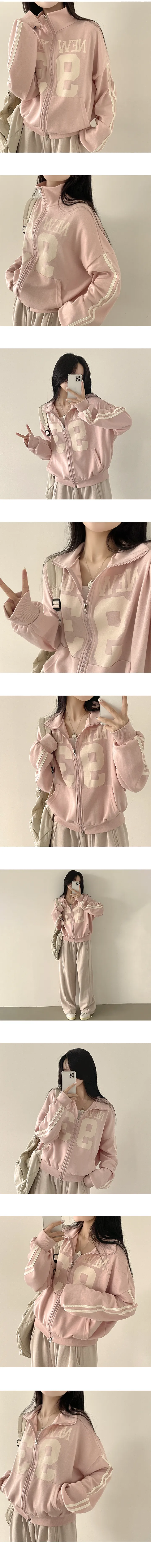 [투웨이/아방핏] 귀여움 보장! 뉴욕 레터링 하이넥 카라 루즈핏 투웨이 집업 (6color) 상세 이미지 6