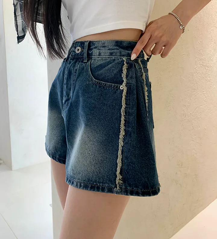 허얇골넓핏🔥 핀턱 절개 수술 데님 A라인 반바지 상세 이미지 19