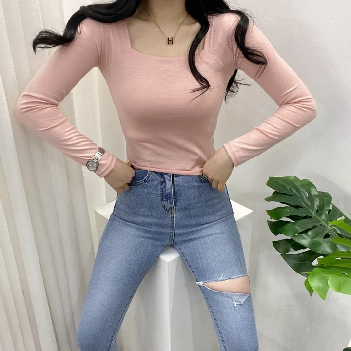 🚀당일발송🚀[묶음할인/기본템] 봄 가을 알프 셀리 스퀘어넥 긴팔 티셔츠 이너티 상세 이미지 27