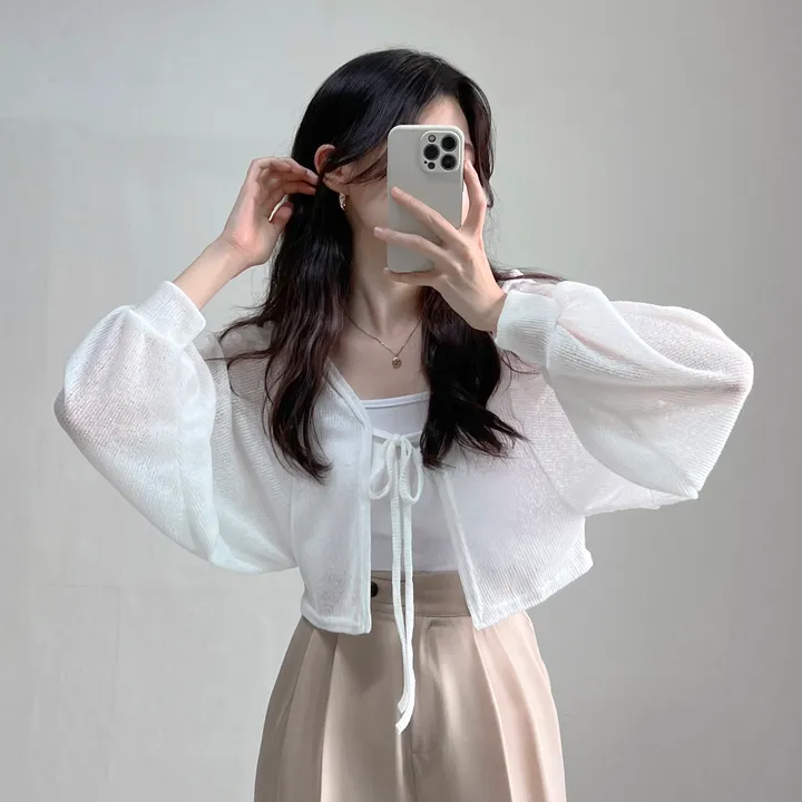 (3col) 루즈핏 볼레로 리본 긴팔 가디건 상세 이미지 2