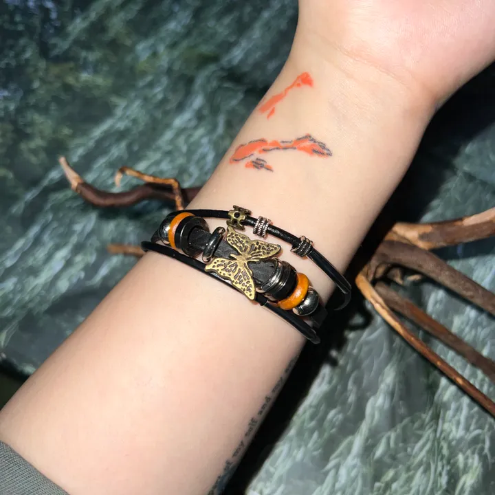 Butterfly Leather Bracelet / 팔찌 가죽팔찌 나비 나비팔찌 빈티지 히피 에스닉 오리엔탈 메탈 심플 데일리 유니크 포인트 상세 이미지 8