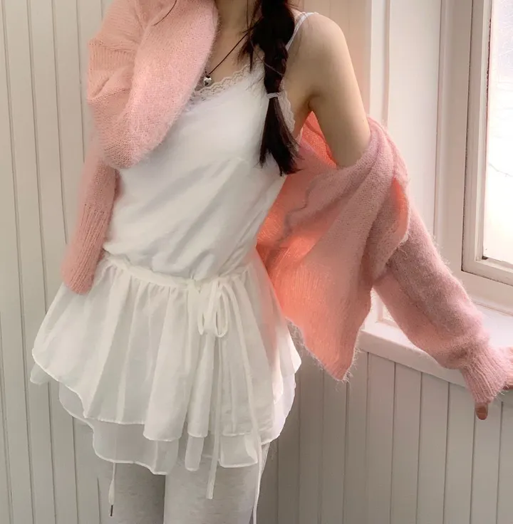 [캡내장O/스판좋아요/부드러워요]메이디 레이스 레이어드 슬림핏 슬리브리스 골지 캡나시 3color 상세 이미지 51