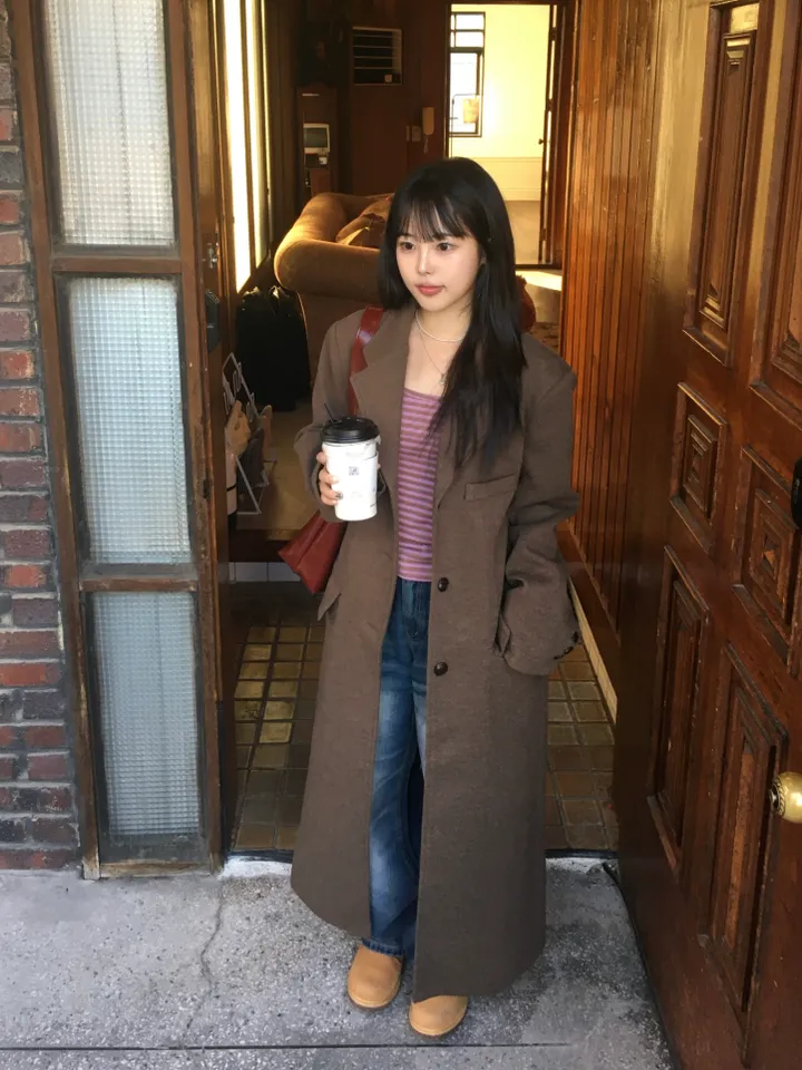 (*주문폭주*) (2 color) 무드 울 헤링본 롱코트 상세 이미지 2