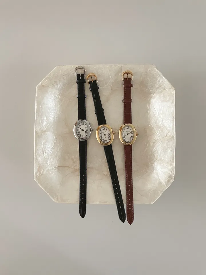 여성용 여자 클래식 타원 가죽 손목 시계 3color 상세 이미지 12
