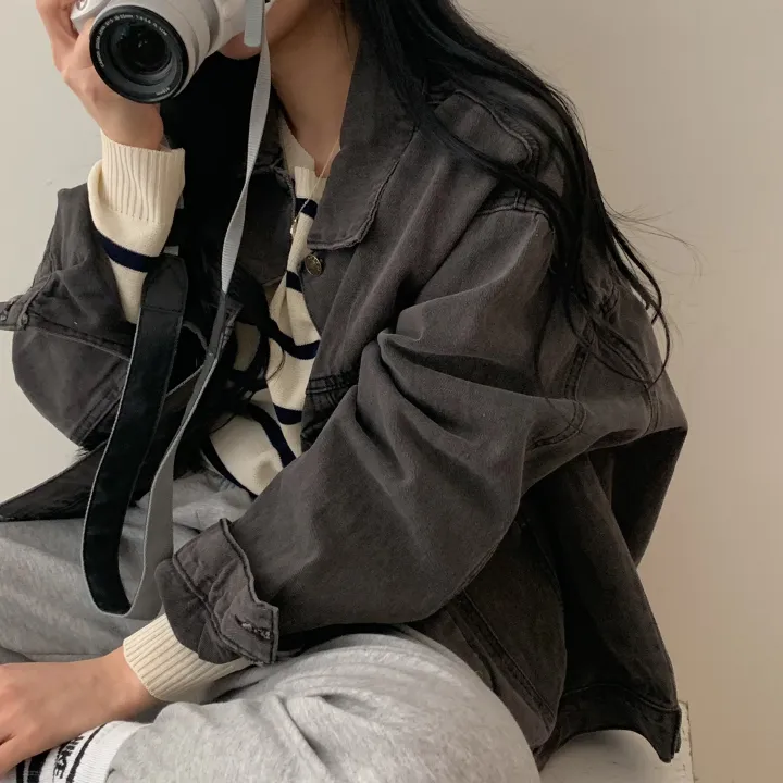[빈티지/오버핏] 허쉬 봄,가을 루즈핏 흑청 면자켓;2col 상세 이미지 16