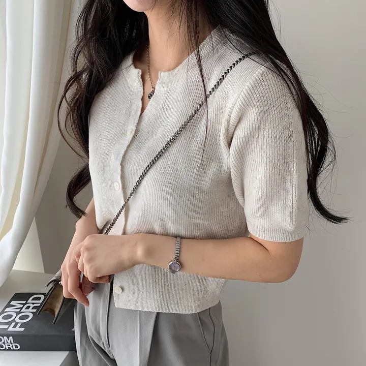 [재진행/부드러워요] 무드쩌는 린넨 하찌 반팔 단추 니트가디건;5col 상세 이미지 26