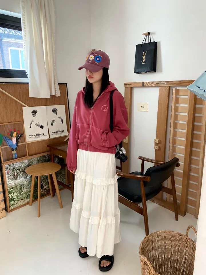 [💖봄신상/여리여리/💖피그먼트]헤븐 시보리 크롭 아방핏 루즈핏 자수 여친룩 꾸안꾸 후드 집업 상세 이미지 24