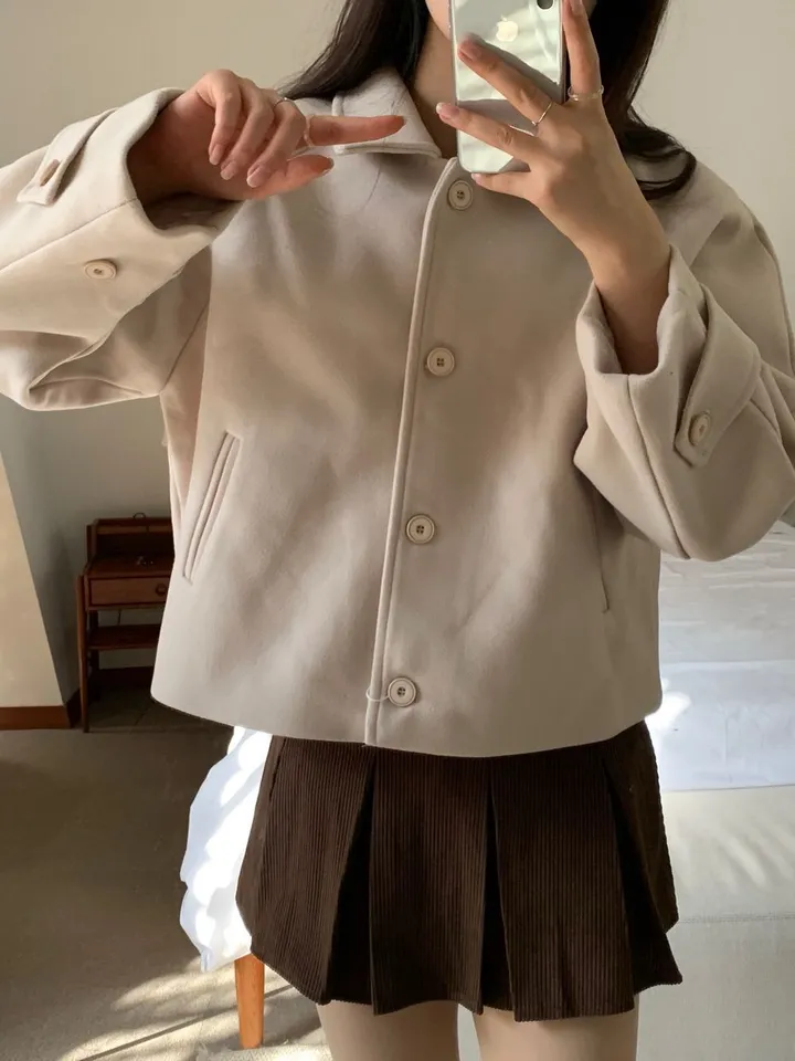 [아방루즈핏/💞러블리] 머스 카라 숏 코트 자켓 모직코트 상세 이미지 12
