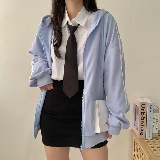 (◞˃ᆺ˂)◞💖[박시핏!/5컬러] 꾸안꾸강추 핏 예쁜 오버핏 심플 베이직 라인 두줄 포인트 기본 후드집업 상세 이미지 17