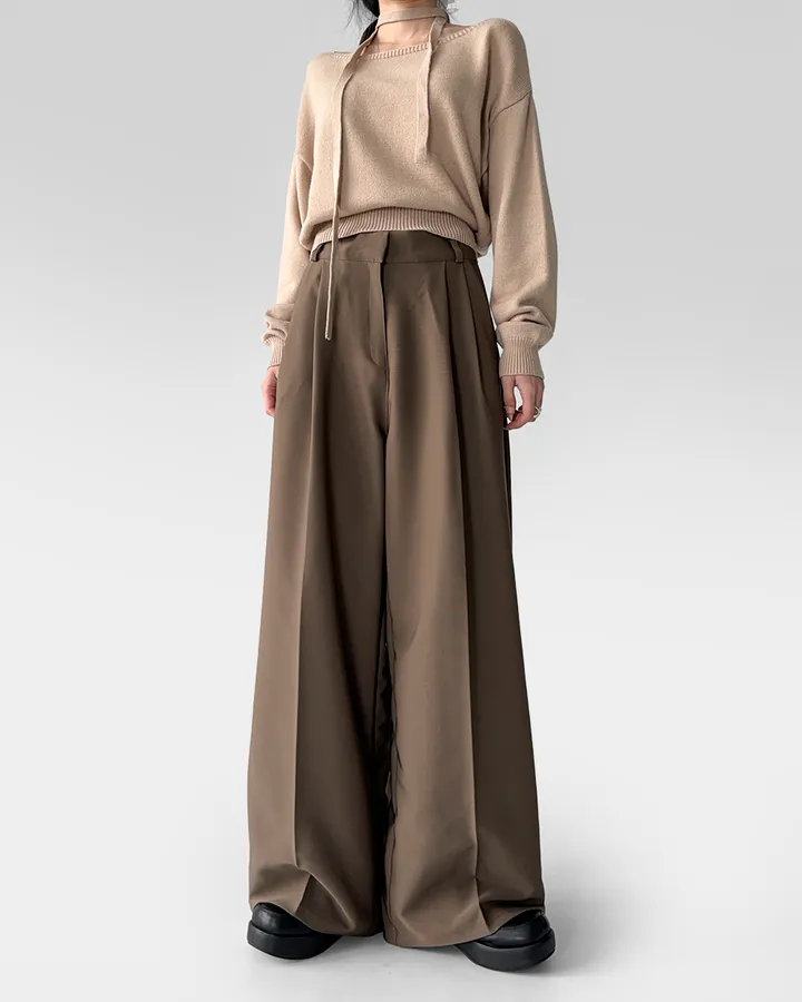 [~3XL/2기장] 르네상스 모더니즘 더블 핀턱 통 와이드 루즈핏 슬랙스 긴바지 롱팬츠 상세 이미지 46