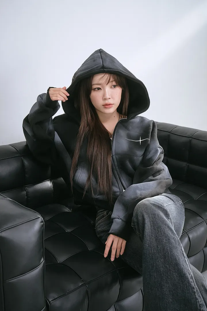 [UNISEX] 빈티지 워싱 더티 투웨이 후드집업 크롭 워싱  피그먼트 오버핏  핸드워머  커플룩 스트릿룩 빈티지룩 남여공용 유니섹스 크롭집업  빅사이즈 유니크 봄신상신상 물나염 상세 이미지 8