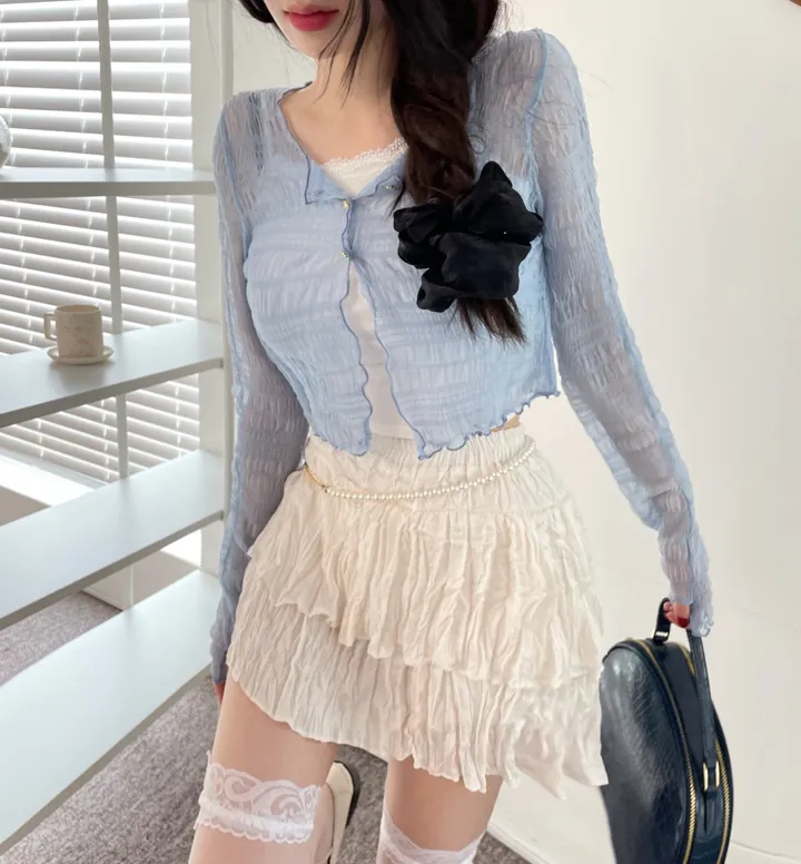 러핀 레이스 시스루 워머 가디건 상세 이미지 25