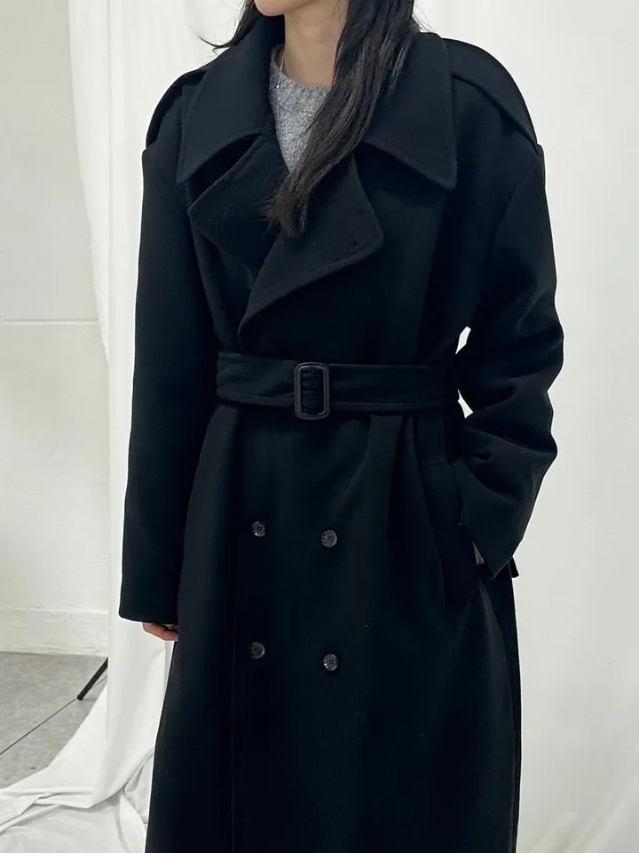 [Unisex] Mael maxi coat (3co) / 울 오버 루즈핏 누빔 안감 벨트 맥시 코트 상세 이미지 34