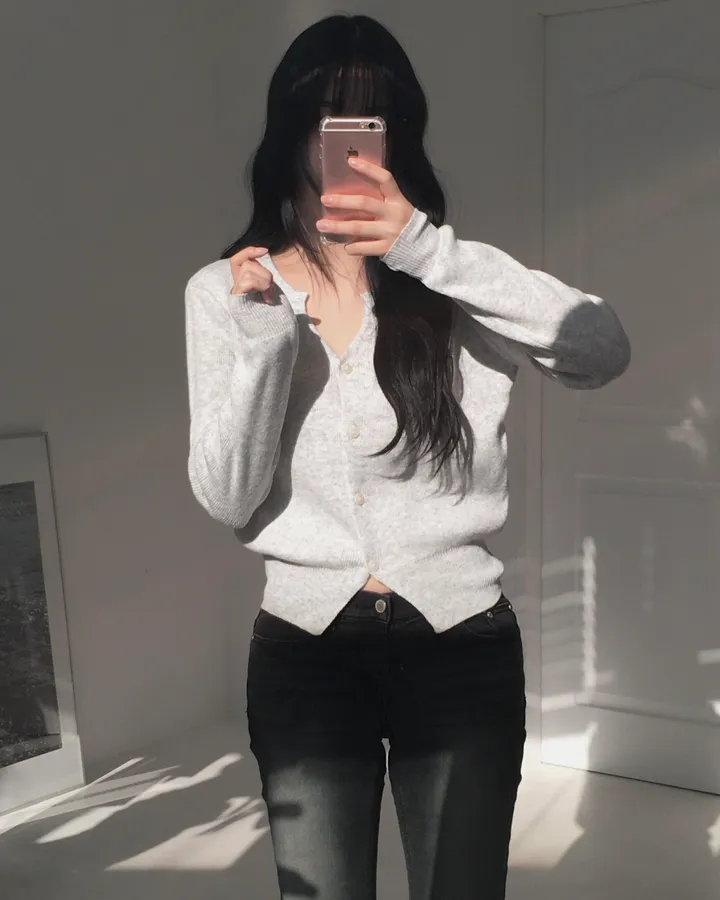 [신상/캐시미어🪡] 로제 여리핏 베이직 브이넥 니트 가디건 5colors 상세 이미지 6
