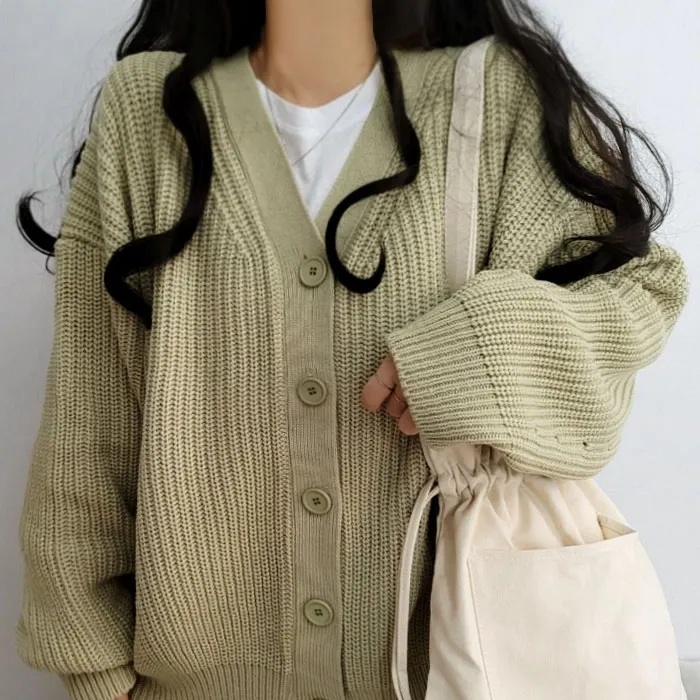 [봄가을/데일리핏] 러블리한 하찌 v넥 오버핏 가디건cd 상세 이미지 16