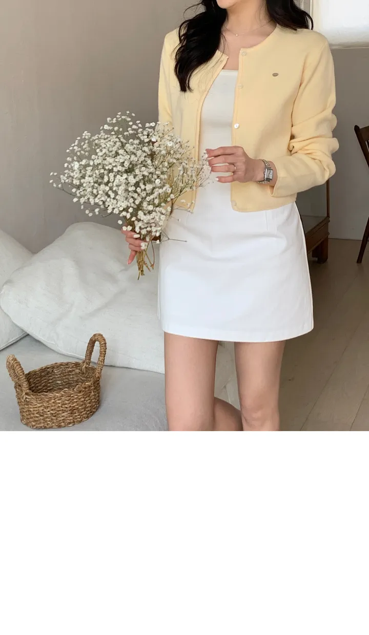 [봄신상/페미닌] 치즈 라운드니트가디건 4color 울 크롭 베이직 핑크 회색하늘색노란색 벚꽃 레이어드 상세 이미지 24