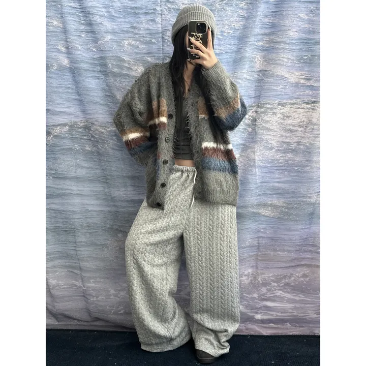 누빔🌡️[UNISEX/소장추천!]퀼트 블랭킷 웜업 케이블 포인트 윈터 루즈 와이드 트레이닝 팬츠(4color/5-7일 여유주문) 상세 이미지 12