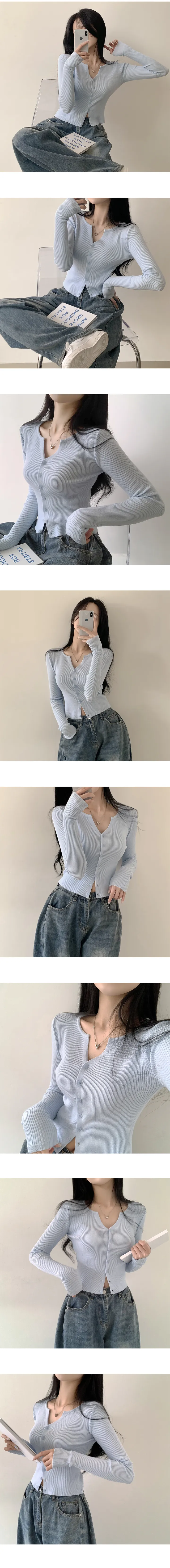 [말라보이는~/부드러워요] 기분 좋은 핏감, 골지 슬림핏 크롭 긴팔 니트가디건 (8color) 상세 이미지 8