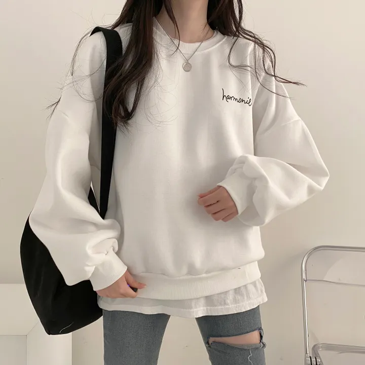 당일발송⚡[데일리/묶음할인] 심플 오버핏 하모니 레터링 맨투맨 4color 상세 이미지 9