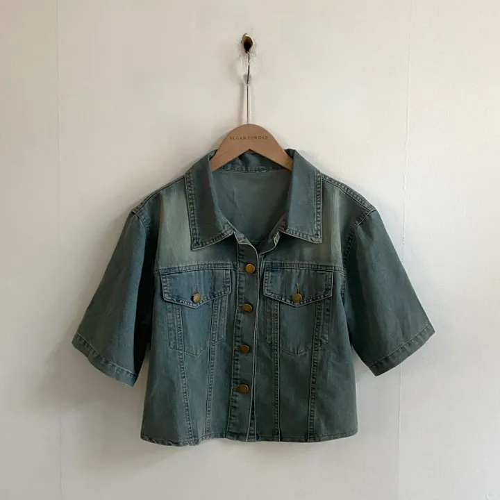 [데일리/청순무드(＊’͜’ )] 봄웨더 반팔 데님 크롭 청자켓 - 3color 상세 이미지 45