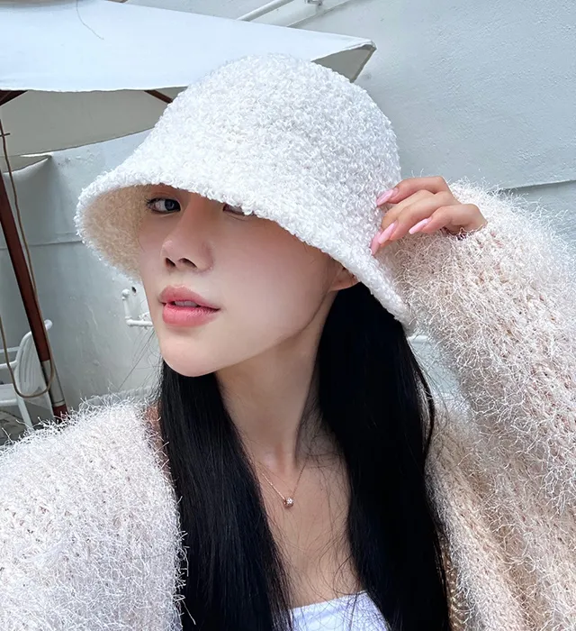 [당일배송]루킨포자체생산[특가세일]무지 뽀글이 벙거지 [묶음세일]뽀송이 양털 니트 버킷햇 모자 4color(블랙칼라-2000원) 상세 이미지 9