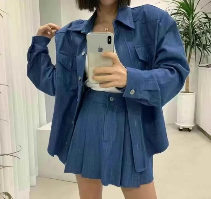 데님 셔츠치마 세트 상세 이미지 2