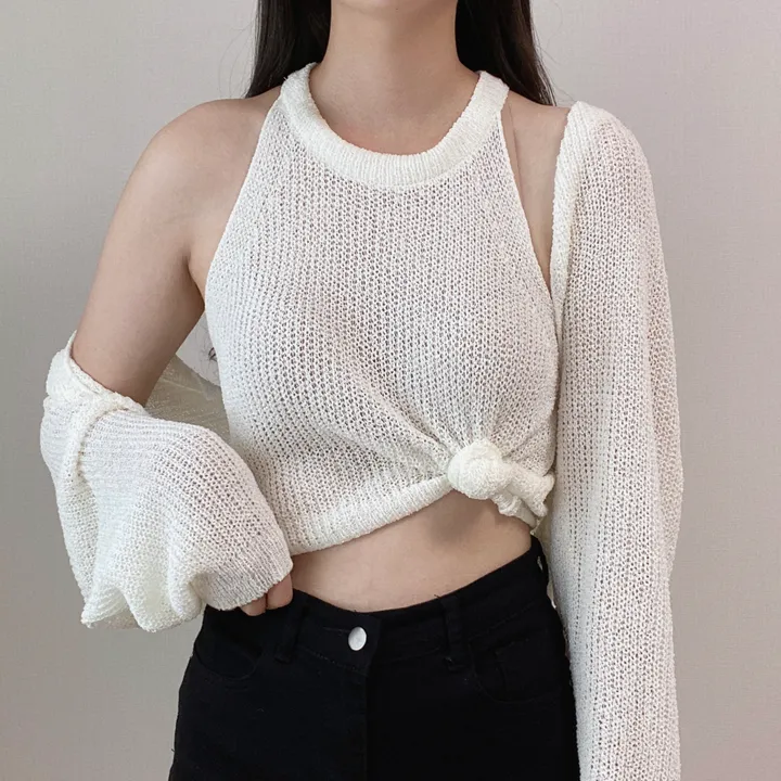 최저가! [자외선차단/필수템] 페스티벌 워터밤 흠뻑쇼 썸머 휴가룩 여리 블루 파랑 볼레로 크롭 니트 가디건 상세 이미지 19