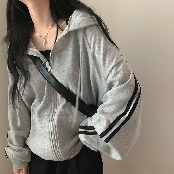 [루즈핏/꾸안꾸🖤] 키트 투라인 후드 집업 점퍼 상세 이미지 29