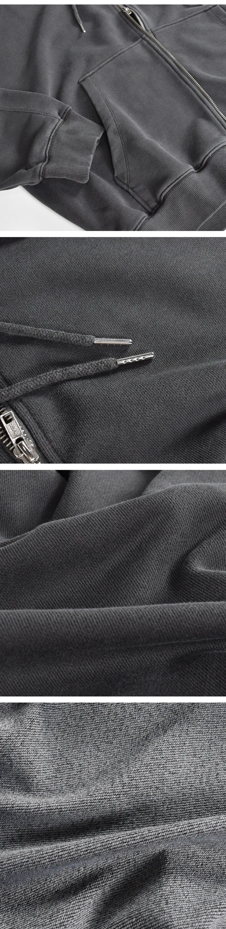 [3SIZE/고퀄🖤] 도어트 수피마 헤비 쭈리 피그먼트 후드집업 빅사이즈 남녀공용 커플룩 교복 아우터 간절기 - 3color (KD2055) 상세 이미지 12