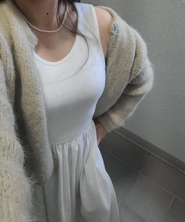 민소매 나시 원피스 사계절  레이어드 스판 롱 스커트