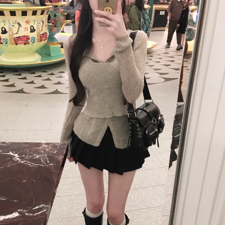 [ 초여리핏 ] 라마르 레이어드 뷔스티에 가디건 세트 상세 이미지 14
