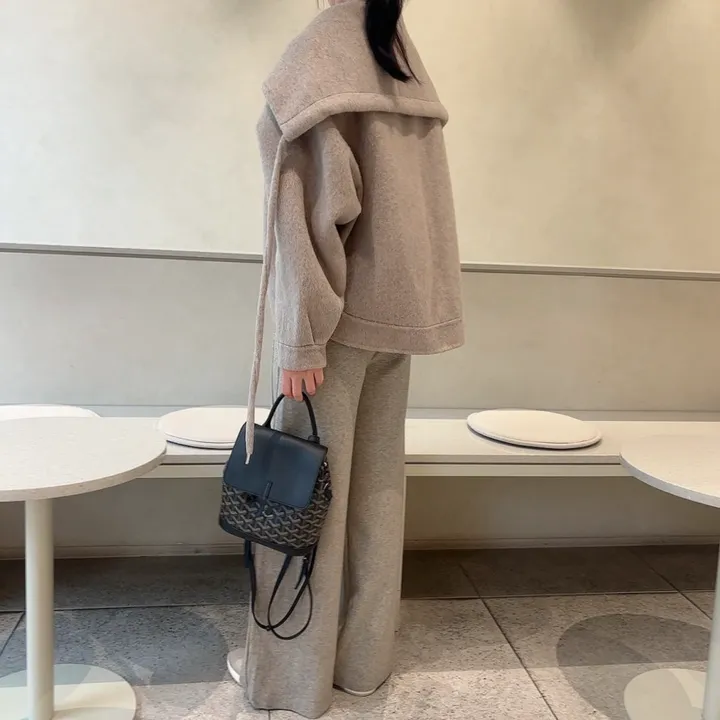 숄카라 양모 울 루즈핏 핸드메이드 숏 코트 상세 이미지 14