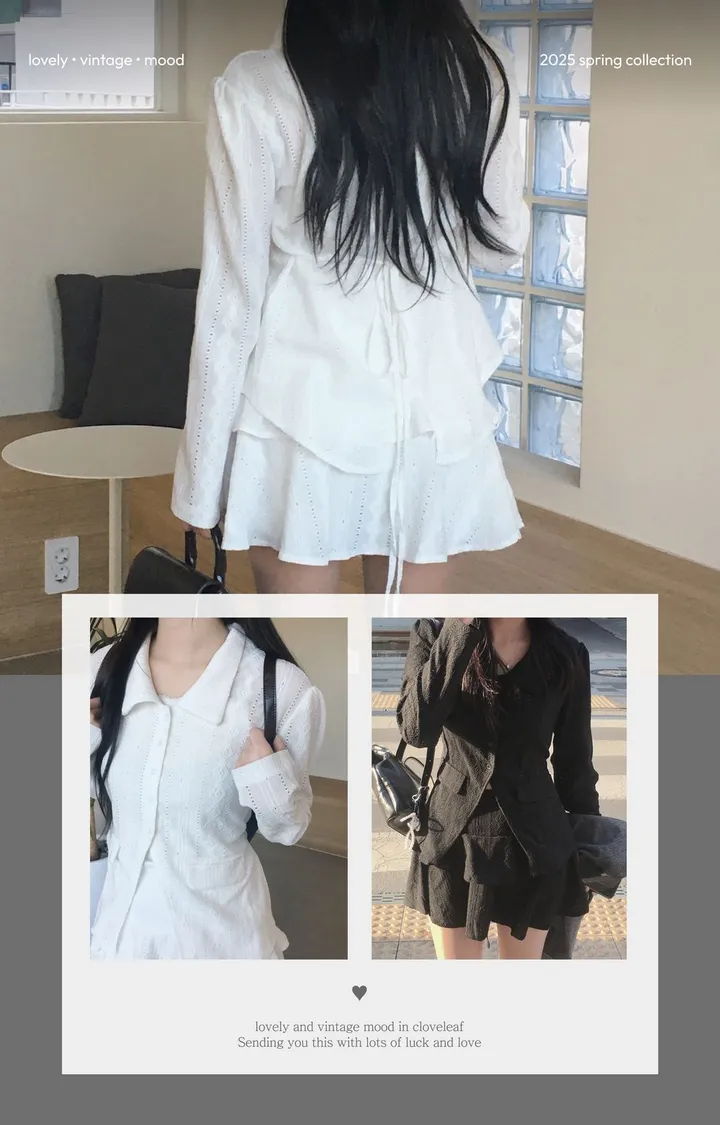 [봄신상🌼/세트상품] 투피스 펀칭 라운드 카라 세트 상세 이미지 5