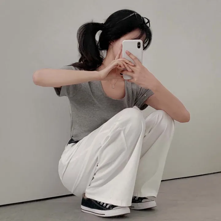 [팔말라핏/국내제작!]팔뚝살 부각없는, 라이프 베이직 스퀘어넥 루즈핏 반팔 티셔츠 상세 이미지 20