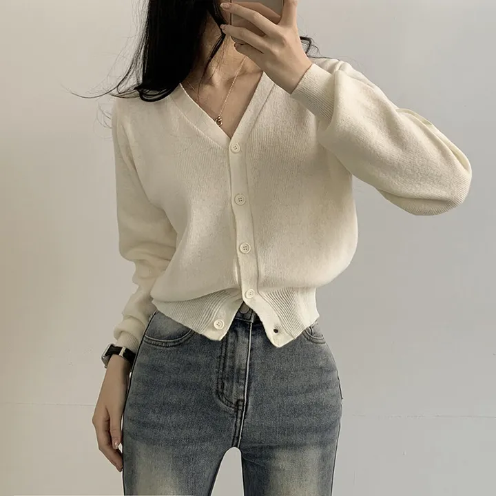 [팔뚝살커버!] 허리잘록~ 포근 브이넥 데일리 브이넥 아방핏 니트가디건 상세 이미지 5