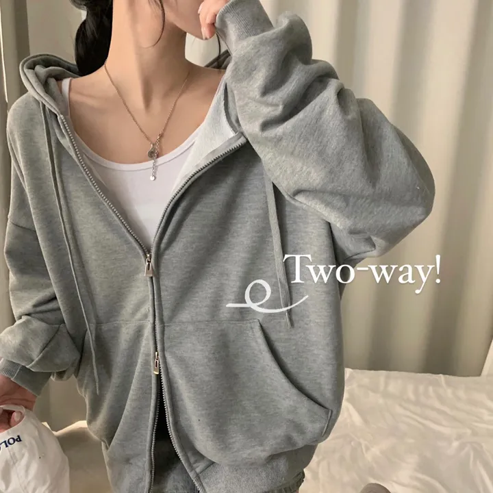 [사계절인기템/7컬러*.*] 심플무지 투웨이 오버핏 후드집업,점퍼 - 12color 상세 이미지 2