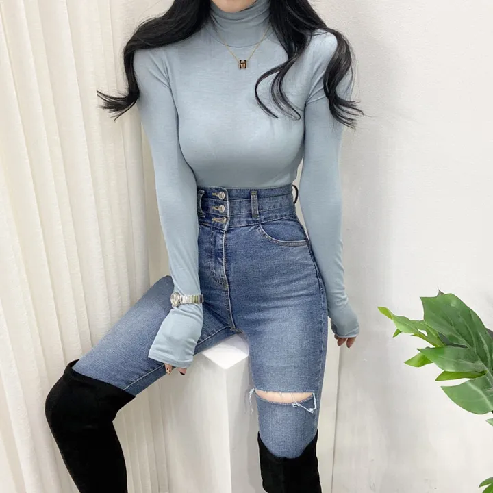 🚀당일발송🚀[6천장돌파/기모선택/묶음할인] 봄 가을 겨울 메이 부들 여리 폴라 티셔츠 이너티 상세 이미지 20