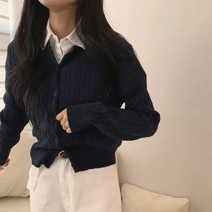 묶음할인🤍[겨울⛄️] 리즈 꽈배기 라운드 니트 가디건 상세 이미지 13
