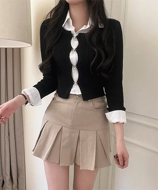 재입고완료 [ 유니크 ] 미앙 버클 골지 크롭 가디건